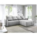 Corner sofa Elkampo R, sleeping function, Nube 3, velvet, grey, H88x196x265cm