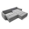 Corner sofa Elkampo R, sleeping function, Nube 4, velvet, grey, H88x196x265cm