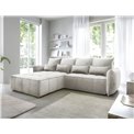 Corner sofa Elkampo L, sleeping function, Manhattan 18, velvet, beige, H88x196x265cm