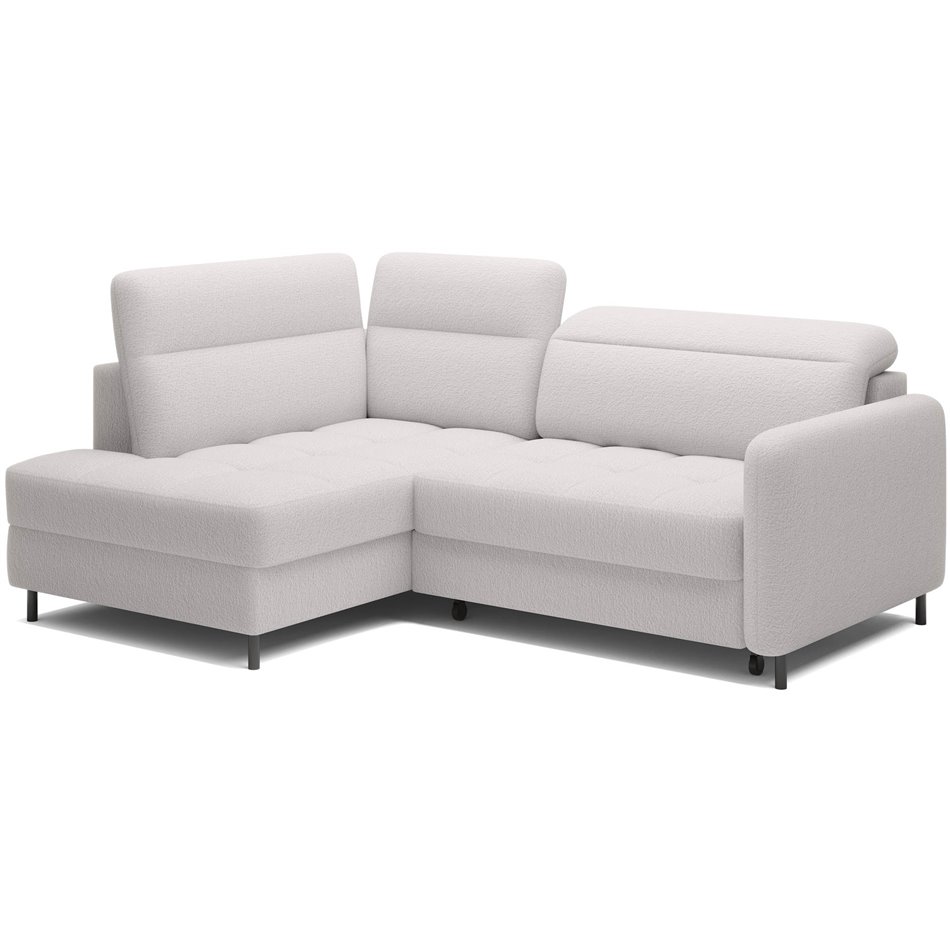 Corner sofa Elbare L, sleeping function, Royal 01, bouclé, white, H100x160x208cm