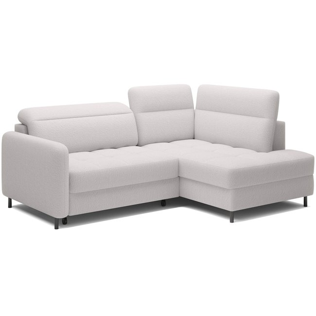 Corner sofa Elbare R, sleeping function, Royal 01, bouclé, white, H100x160x208cm