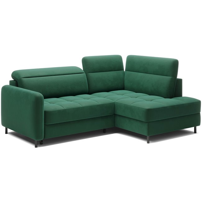 Corner sofa Elbare R, sleeping function, Lukso 35, velvet, dark green, H100x160x208cm