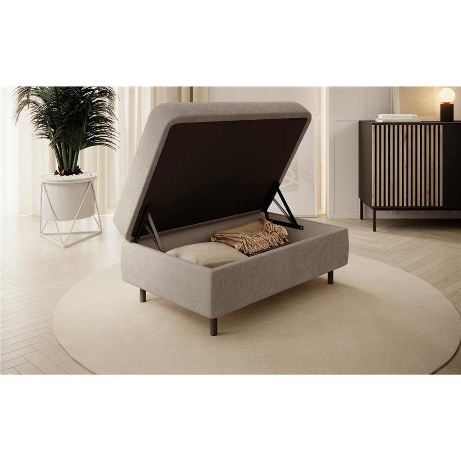 Bench with storage box Elgomsi Touch 18, textured velvet, beige, H45x72x104cm