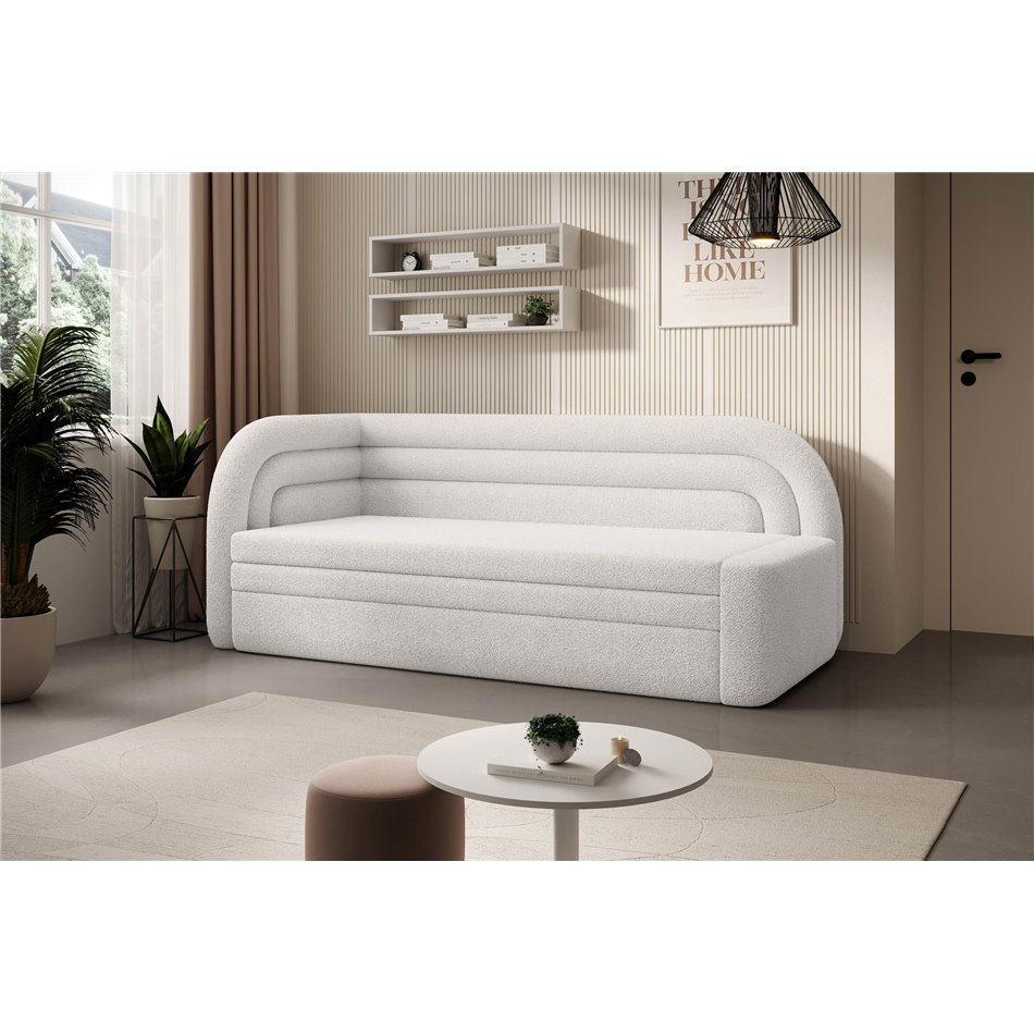 Sofa bed Elfabilo L, sleeping function, Royal 01, bouclé, white, H80x86x223cm
