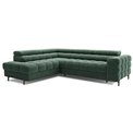 Corner sofa Elferucce L, sleeping function, Amore 35, bouclé, dark green, H93x200x276cm