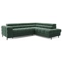 Corner sofa Elferucce R, sleeping function, Amore 35, bouclé, dark green, H93x200x276cm