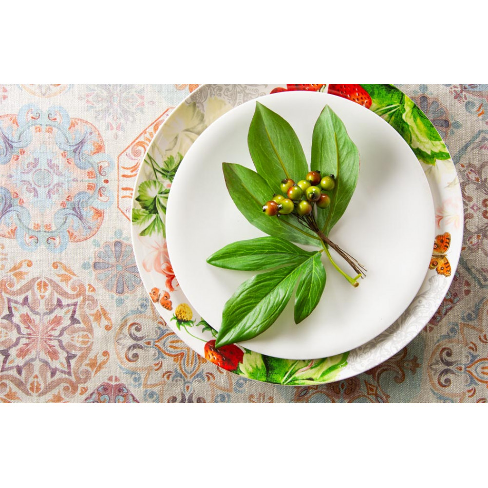 Tablecloth Floral D3251-2, linen, 140x140cm