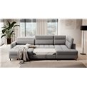 U shape sofa Elberto L, sleeping function, Manhattan 03, velvet, grey, H100x165x306cm