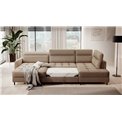U shape sofa Elberto L, sleeping function, Toscany 20, velvet, brown, H100x165x306cm