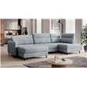 U shape sofa Elberto L, sleeping function, Aubron 100, wavy velvet, blue, H100x165x306cm