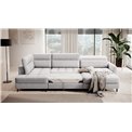U shape sofa Elberto R, sleeping function, Aubron 03, wavy velvet, grey, H100x165x306cm