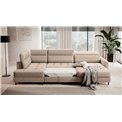 U shape sofa Elberto R, sleeping function, Aubron 20, wavy velvet, beige, H100x165x306cm