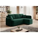 Corner sofa Elhandson R, sleeping function, Lukso 35, velvet, green, H89x150x206cm