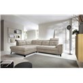 Corner sofa Elinferne L, sleeping function, Aura 18, velvet, beige, H107x210x297cm