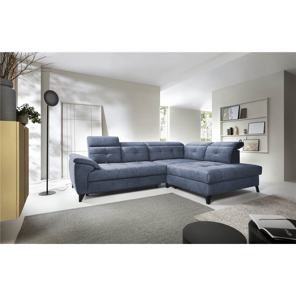 Угловой диван Elinferne R, раздвижной, Raquel 40, темно-синий, H107x210x297см