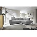 Угловой диван Elinferne R, раздвижной, Relax 04, бархат, серый, H107x210x297см