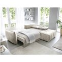Corner sofa Elkampo R, sleeping function, Manhattan 18, velvet, beige, H88x196x265cm