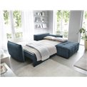 Corner sofa Elkampo R, sleeping function, Manhattan 40, velvet, dark blue, H88x196x265cm