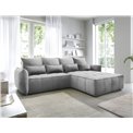 Corner sofa Elkampo R, sleeping function, Nube 4, velvet, grey, H88x196x265cm