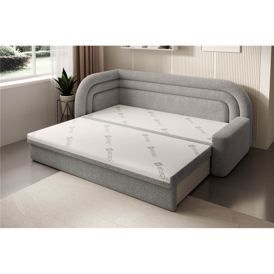 Диван-кровать Elfabilo L, раздвижной, Royal 04, букле, серый, H80x86x223см