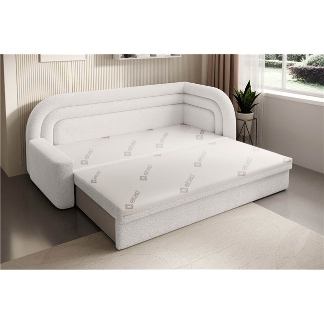 Sofa bed Elfabilo R, sleeping function, Royal 01, bouclé, white, H80x86x223cm