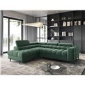 Corner sofa Elferucce L, sleeping function, Amore 35, bouclé, dark green, H93x200x276cm