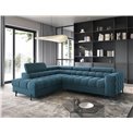 Corner sofa Elferucce L, sleeping function, Amore 40, bouclé, dark blue, H93x200x276cm