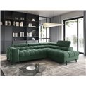 Corner sofa Elferucce R, sleeping function, Amore 35, bouclé, dark green, H93x200x276cm