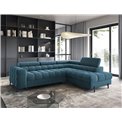 Corner sofa Elferucce R, sleeping function, Amore 40, bouclé, dark blue, H93x200x276cm