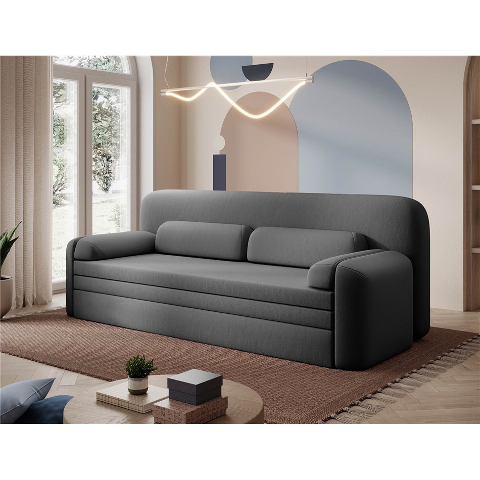 Sofa bed Elioss, sleeping function, Sola 06, dark grey, H87x89x236cm