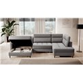U shape sofa Elberto L, sleeping function, Manhattan 03, velvet, grey, H100x165x306cm