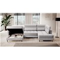 U shape sofa Elberto L, sleeping function, Aubron 03, wavy velvet, grey, H100x165x306cm