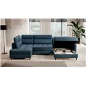U shape sofa Elberto R, sleeping function, Toscany 40, velvet, blue, H100x165x306cm