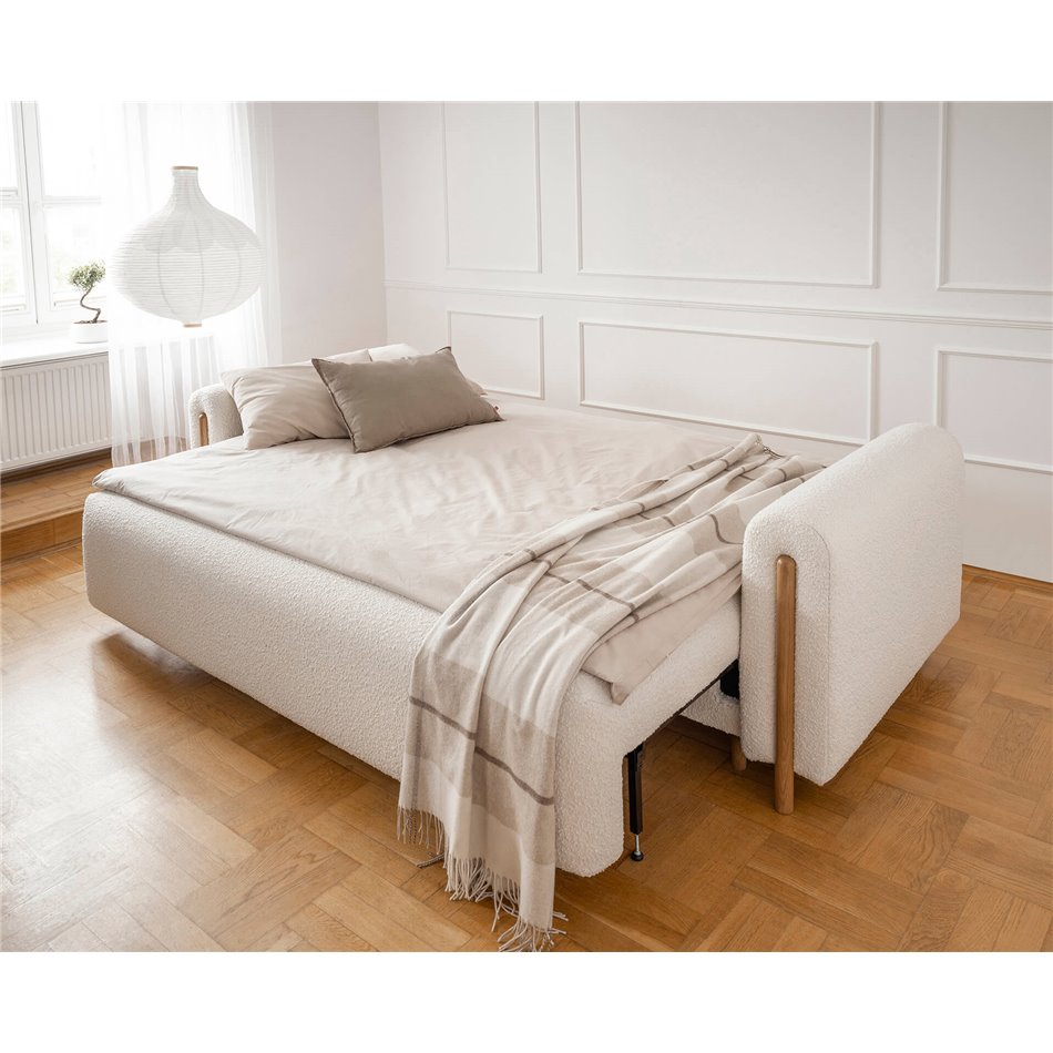 Диван-кровать Elcadova Oak, раздвижной, Jaffray 01, белый, H97x97x244см