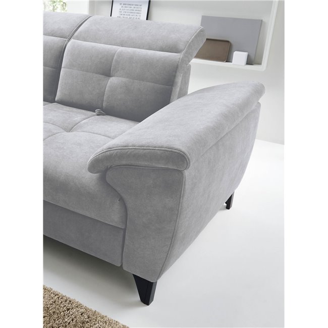 Corner sofa Elinferne L, sleeping function, Aura 04, velvet, grey, H107x210x297cm