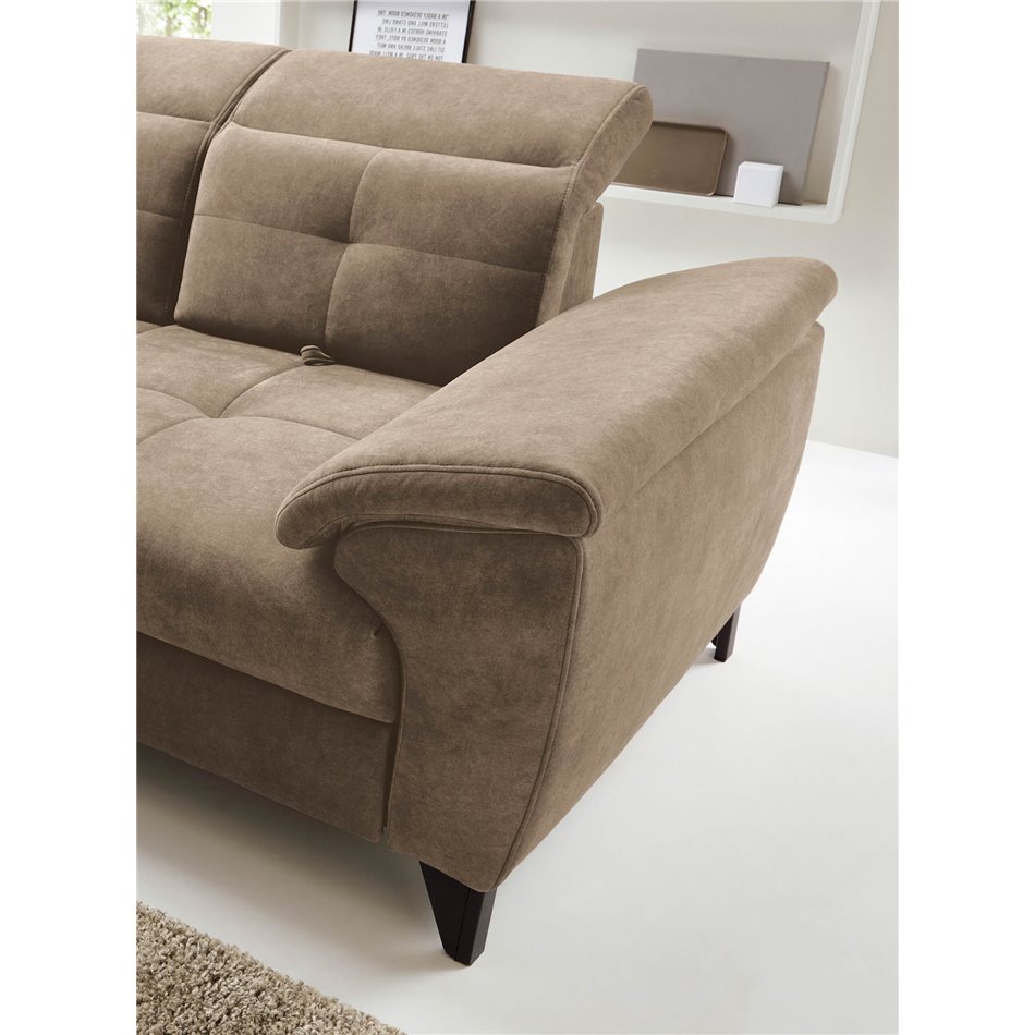 Corner sofa Elinferne L, sleeping function, Aura 20, velvet, dark beige, H107x210x297cm