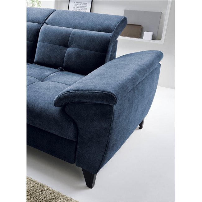 Corner sofa Elinferne L, sleeping function, Aura 40, velvet, dark blue, H107x210x297cm