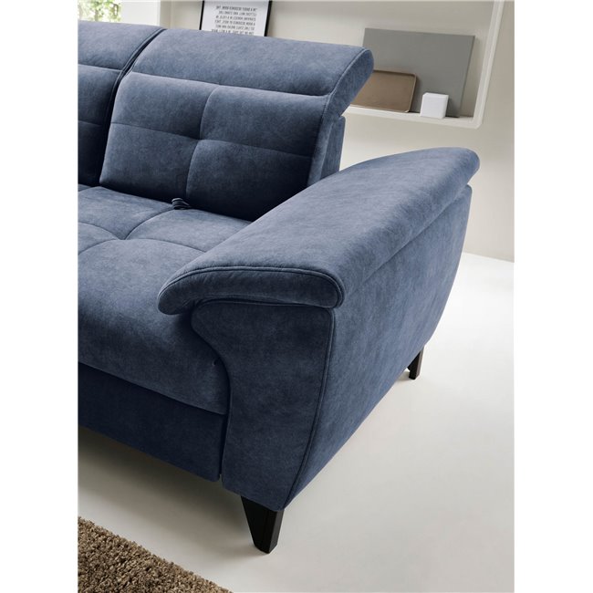 Corner sofa Elinferne L, sleeping function, Relax 40, velvet, dark blue, H107x210x297cm