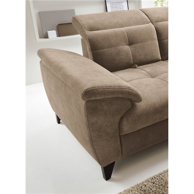 Угловой диван Elinferne R, раздвижной, Aura 20, бархат, темно-бежевый, H107x210x297см