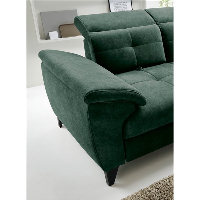 Corner sofa Elinferne R, sleeping function, Raquel 35, dark green, H107x210x297cm