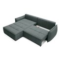 Corner sofa Elkampo L, sleeping function, Manhattan 38, velvet, green, H88x196x265cm