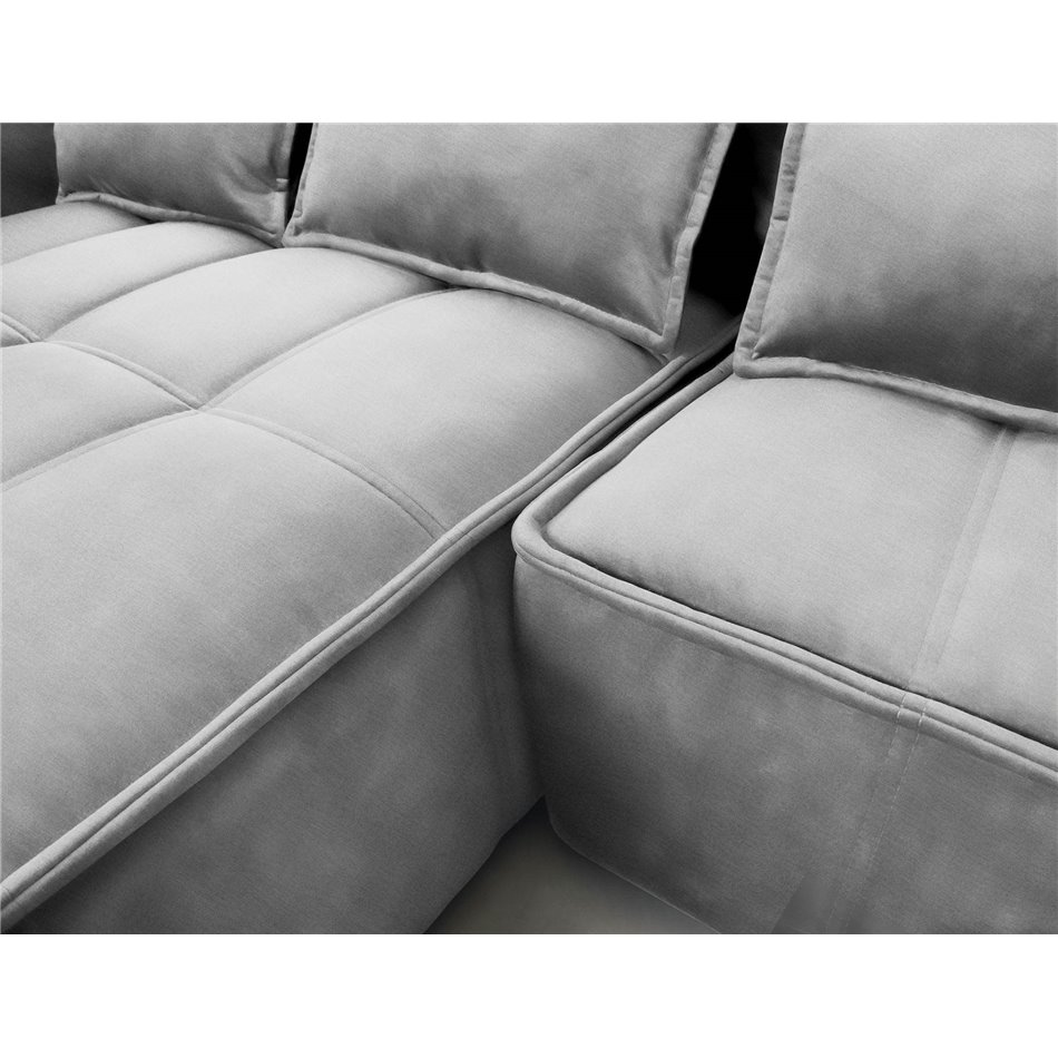 Corner sofa Elkampo L, sleeping function, Nube 3, velvet, grey, H88x196x265cm