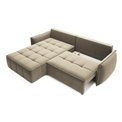 Corner sofa Elkampo L, sleeping function, Nube 20, velvet, brown, H88x196x265cm