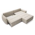Corner sofa Elkampo R, sleeping function, Manhattan 18, velvet, beige, H88x196x265cm