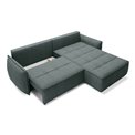 Corner sofa Elkampo R, sleeping function, Manhattan 38, velvet, green, H88x196x265cm