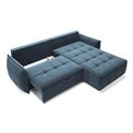 Corner sofa Elkampo R, sleeping function, Manhattan 40, velvet, dark blue, H88x196x265cm