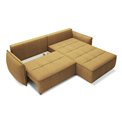 Corner sofa Elkampo R, sleeping function, Manhattan 45, velvet, yellow, H88x196x265cm