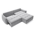 Corner sofa Elkampo R, sleeping function, Nube 3, velvet, grey, H88x196x265cm