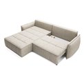 Corner sofa Elkampo L, sleeping function, Manhattan 18, velvet, beige, H88x196x265cm