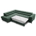 Corner sofa Elferucce L, sleeping function, Amore 35, bouclé, dark green, H93x200x276cm